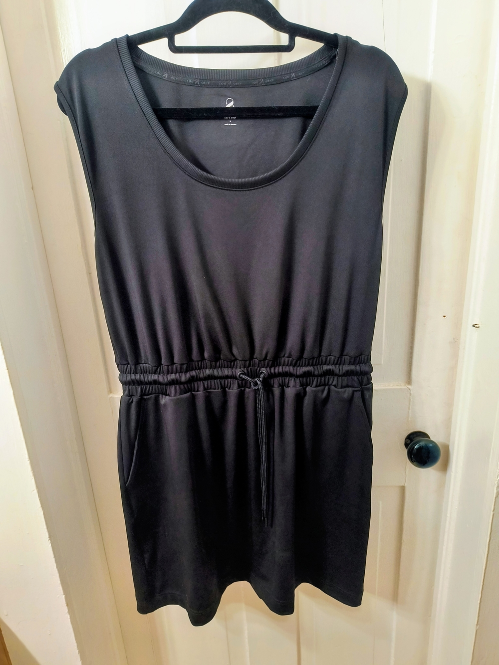 Black Drawstring Waist Sleeveless Dress - Lou & Grey